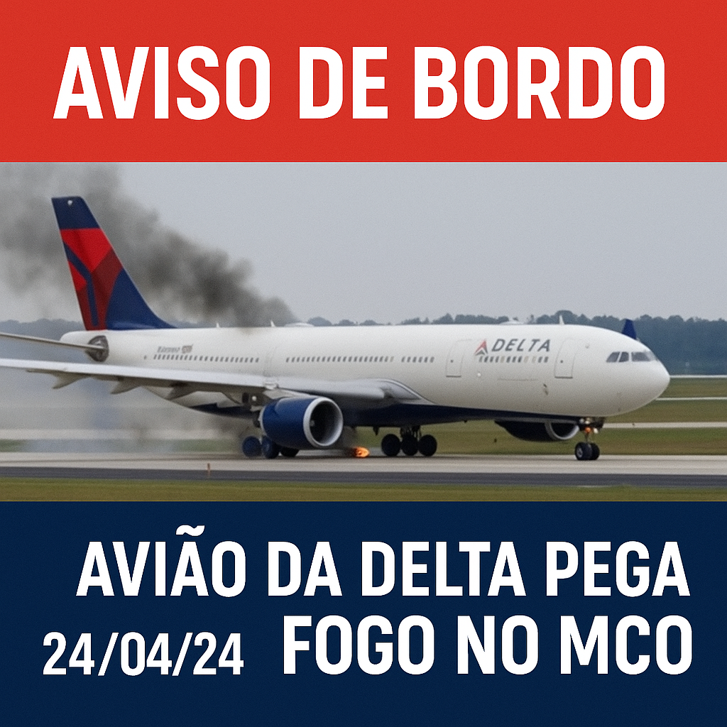 Avião da Delta pega fogo em Orlando